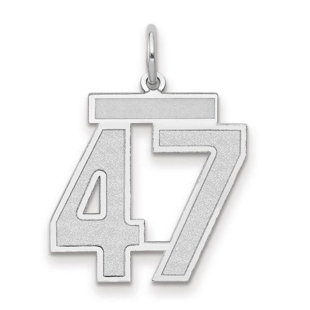14k White Gold, Jersey Collection, Medium Number 47 Pendant